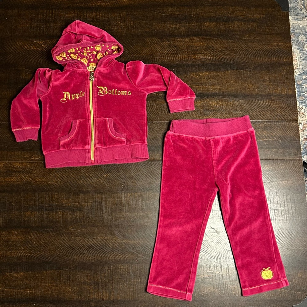 Apple Bottoms Pink Velour Hoodie and Pants Set
